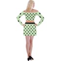 Large Black Polka Dots On Tea Green - Off Shoulder Top with Mini Skirt Set View2