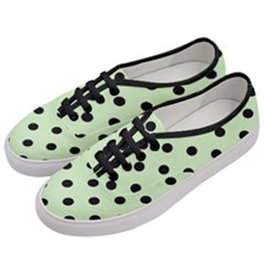 Large Black Polka Dots On Tea Green - Women s Classic Low Top Sneakers by FashionLane