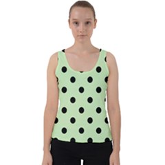 Large Black Polka Dots On Tea Green - Velvet Tank Top by FashionLane