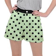 Large Black Polka Dots On Tea Green - Ripstop Shorts by FashionLane