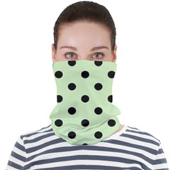 Large Black Polka Dots On Tea Green - Face Seamless Bandana (adult) by FashionLane