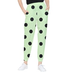 Large Black Polka Dots On Tea Green - Tapered Pants by FashionLane