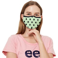 Large Black Polka Dots On Tea Green - Fitted Cloth Face Mask (adult)