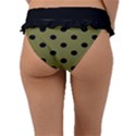 Large Black Polka Dots On Woodbine Green - Frill Bikini Bottom View2