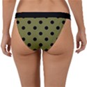 Large Black Polka Dots On Woodbine Green - Band Bikini Bottom View2