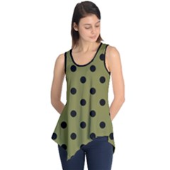 Large Black Polka Dots On Woodbine Green - Sleeveless Tunic by FashionLane