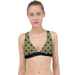 Large Black Polka Dots On Woodbine Green - Classic Banded Bikini Top by FashionLane