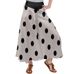 Large Black Polka Dots On Abalone Grey - Satin Palazzo Pants by FashionLane