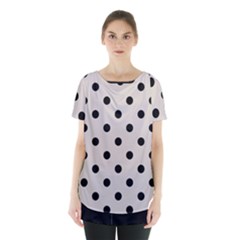 Large Black Polka Dots On Abalone Grey - Skirt Hem Sports Top by FashionLane