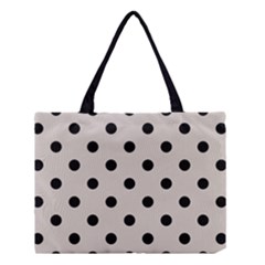 Large Black Polka Dots On Abalone Grey - Medium Tote Bag by FashionLane