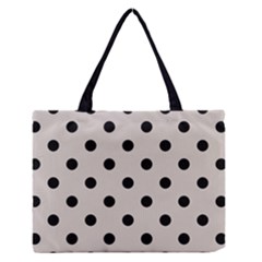 Large Black Polka Dots On Abalone Grey - Zipper Medium Tote Bag by FashionLane