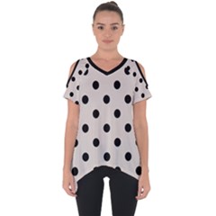 Large Black Polka Dots On Abalone Grey - Cut Out Side Drop Tee by FashionLane