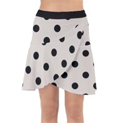 Large Black Polka Dots On Abalone Grey - Wrap Front Skirt by FashionLane