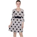 Large Black Polka Dots On Abalone Grey - Ruffle Dress View1