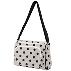 Large Black Polka Dots On Abalone Grey - Front Pocket Crossbody Bag by FashionLane