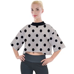 Large Black Polka Dots On Abalone Grey - Mock Neck Tee