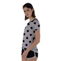 Large Black Polka Dots On Abalone Grey - Short Sleeve Foldover Tee View2