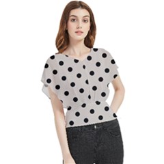 Large Black Polka Dots On Abalone Grey - Butterfly Chiffon Blouse