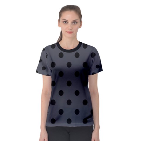 Large Black Polka Dots On Anchor Grey - Women s Sport Mesh Tee by FashionLane