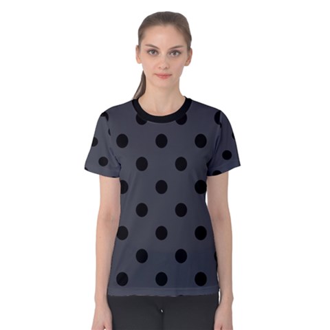 Large Black Polka Dots On Anchor Grey - Women s Cotton Tee by FashionLane