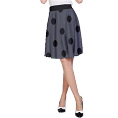 Large Black Polka Dots On Anchor Grey - A-line Skirt by FashionLane