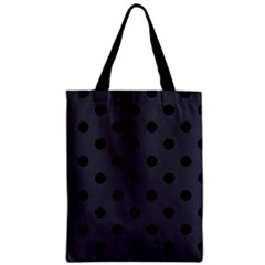 Large Black Polka Dots On Anchor Grey - Zipper Classic Tote Bag by FashionLane