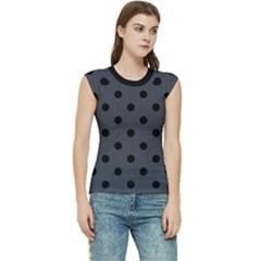 Large Black Polka Dots On Anchor Grey - Women s Raglan Cap Sleeve Tee