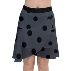 Large Black Polka Dots On Anchor Grey - Chiffon Wrap Front Skirt by FashionLane