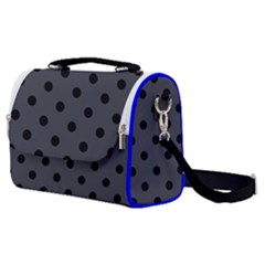 Large Black Polka Dots On Anchor Grey - Satchel Shoulder Bag by FashionLane