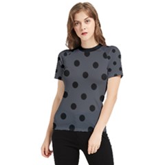 Large Black Polka Dots On Anchor Grey - Women s Short Sleeve Rash Guard by FashionLane