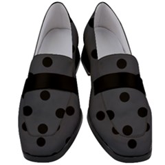 Large Black Polka Dots On Anchor Grey - Women s Chunky Heel Loafers by FashionLane