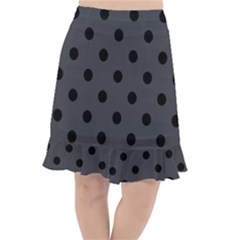 Large Black Polka Dots On Anchor Grey - Fishtail Chiffon Skirt by FashionLane