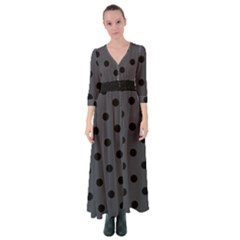 Large Black Polka Dots On Anchor Grey - Button Up Maxi Dress by FashionLane