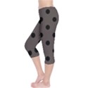 Large Black Polka Dots On Ash Grey - Capri Leggings  View3