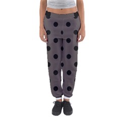 Large Black Polka Dots On Ash Grey - Women s Jogger Sweatpants by FashionLane