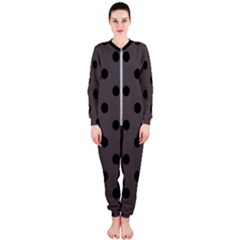 Large Black Polka Dots On Ash Grey - Onepiece Jumpsuit (ladies)  by FashionLane