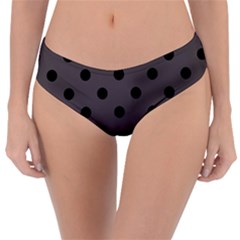 Large Black Polka Dots On Ash Grey - Reversible Classic Bikini Bottoms by FashionLane