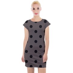 Large Black Polka Dots On Ash Grey - Cap Sleeve Bodycon Dress by FashionLane