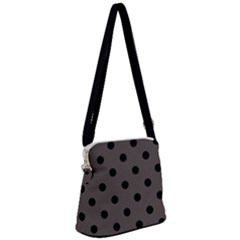 Large Black Polka Dots On Ash Grey - Zipper Messenger Bag by FashionLane