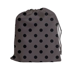 Large Black Polka Dots On Ash Grey - Drawstring Pouch (2xl) by FashionLane