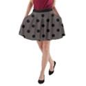 Large Black Polka Dots On Ash Grey - A-Line Pocket Skirt View1