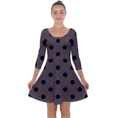 Large Black Polka Dots On Ash Grey - Quarter Sleeve Skater Dress by FashionLane