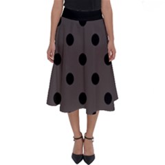 Large Black Polka Dots On Ash Grey - Perfect Length Midi Skirt by FashionLane