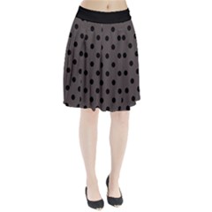 Large Black Polka Dots On Ash Grey - Pleated Skirt by FashionLane