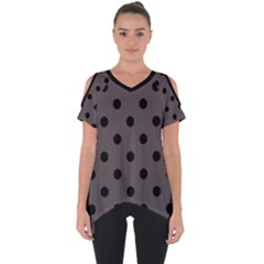 Large Black Polka Dots On Ash Grey - Cut Out Side Drop Tee by FashionLane