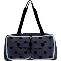 Large Black Polka Dots On Ash Grey - Multi Function Bag by FashionLane