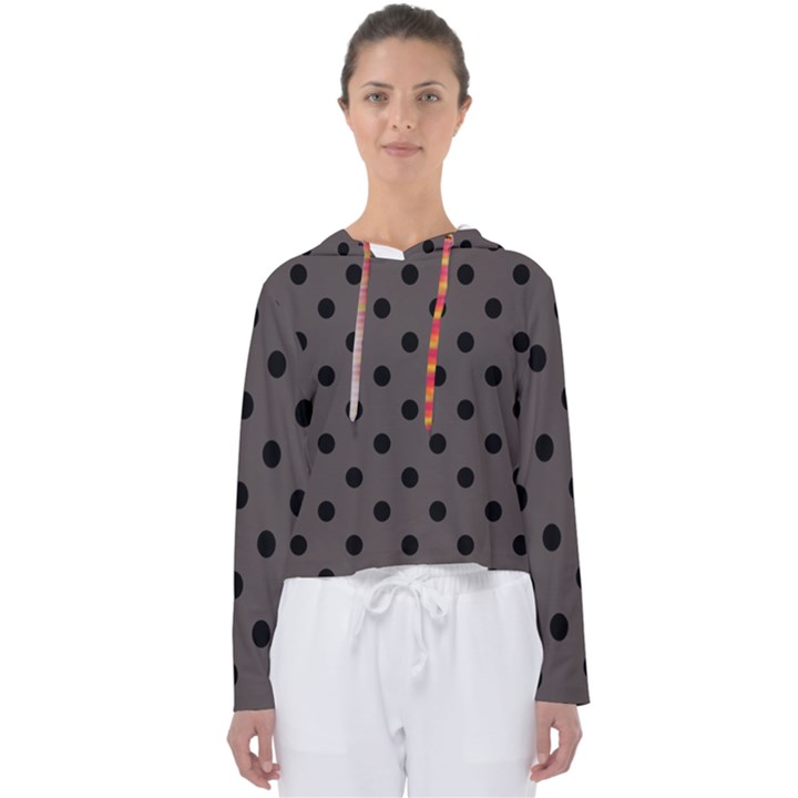 Large Black Polka Dots On Ash Grey - Women s Slouchy Sweat