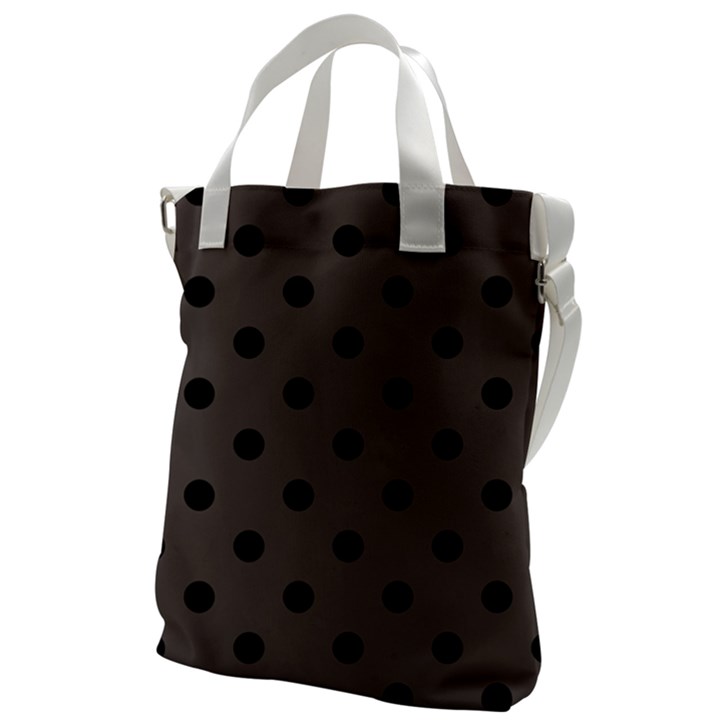 Large Black Polka Dots On Ash Grey - Canvas Messenger Bag