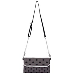 Large Black Polka Dots On Ash Grey - Mini Crossbody Handbag by FashionLane