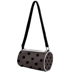 Large Black Polka Dots On Ash Grey - Mini Cylinder Bag